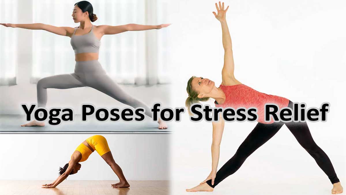 Yoga Poses for Stress Relief - Triangle Pose, Warrior II Pose, Downward-Facing Dog